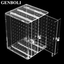 Necklace holder stand has 8 hooks; 28 43us Genboli Dustproof Transparent Acrylic C36 Jewelry Storage Holer Women Jewelry Box Earrings Display Stand Rack Wedding Decoration Display Stand Rack E Earring Display Stands Jewellery Storage Cleaning Jewelry