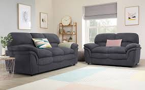 Fabric sofa sets offer a huge array of stylish options. Rochester Slate Grey Plush Fabric 3 2 Seater Sofa Set Furniture And Choice