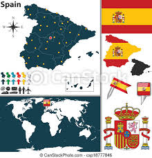 Spain and its regions have a lot to offer. Map Of Spain Vector Map Of Spain With Regions Coat Of Arms And Location On World Map Canstock