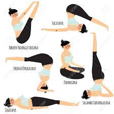 Asana (yoga pose) is the third limb of ashtanga yoga. Yoga Asanas Set Mit Cartoon Frau Die Ausubung Vaus Verschiedenen Yoga Posen Ausbildung Lizenzfrei Nutzbare Vektorgrafiken Clip Arts Illustrationen Image 57670831