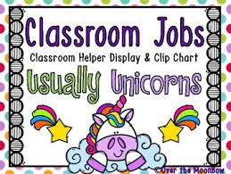 Usually Unicorns Classroom Jobs Display Clip Chart