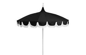Black And White Outdoor Umbrella With Lights Aya Pagoda Fringe Patio Umbrella Black Patio Umbrellas Outdoor Patio Umbrellas Outdoor Shade