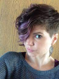 Asymmetrical Undercut With Purple Curly Hair Really Short Hair Curly Hair Styles Short Hair Styles