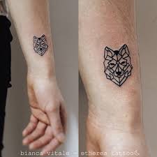 Geometric Wolf Tattoo Animal Tattoo Small Tiny Tattoo Ideas Detailed Tattoo By Etherea T Geometric Wolf Tattoo Small Animal Tattoos Geometric Animal Tattoo
