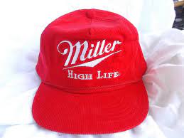 Vintage Embroidery 1 Size Fits All Miller High Life Corduroy Red Baseball Cap Miller Baseballcap
