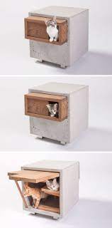 11 Cat Caves That Prove Cat Beds Can Be Stylish This Concrete And Wood Side Cat House Diy Cat Bed Modern Cat