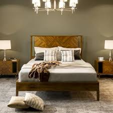 Bme Ethan Queen Bed Frame with Diamond Headboard, Mid-Century Modern, Solid  Acacia Wood, No Box Spring Needed, Fits All Mattresses, Rustic Dark Brown