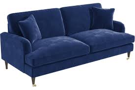 Place a spacious sectional in the layout. Rupert Midnight Blue Velvet 3 Seater Sofa Furnitureinstore