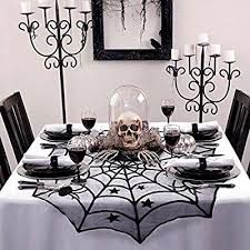 Ourwarm 40 Zoll Runden Tisch Topper Spitze Spinnen Web Tisch Tuch Abdeckung Stern Spinnweben Halloween K Halloween Deko Tisch Halloween Kamin Halloween Zuhause