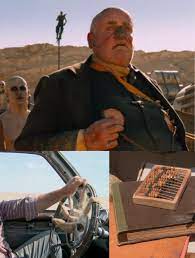 In Mad Max: Fury Road (2015), the People Eater is a businessman who is the  mayor of Gas Town. Inside of his limousine is an abacus for keeping records  of lost gas,