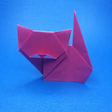 Start with a 6 inch x 6 inch (15cm x15cm) square origami paper color side down. Origami Cat Step By Step Instructions
