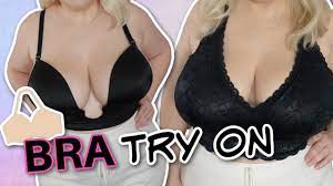Big tits bra try on