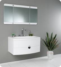 White modern oval vessel bathroom sink (part number: 36 White Modern Bathroom Vanity With Three Panel Folding Mirror In Faucet Option