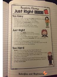 Reading Notebook Anchor Charts Literature Just Right