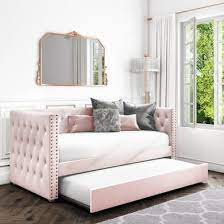 290 sacha velvet day bed in baby pink trundle bed included furniture123 sofa bed for kids bed for girls room daybed room