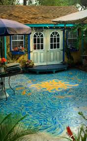 Linda Olsen S Art Blog Painting Concrete Painted Patio Backyard Art Studio