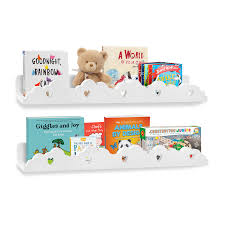 The angled lip design provides just the right storage, keeping items contained with easy access to remove items when needed. White Two Shelf Set Wall Mounted Floating Shelves 22 For Nursery Or Kids Room Modern Home Finishings