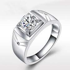 925 Silver Men Engagement Ring Opening Big Cubic Zircon Ring Male Wedding Rings Fashi Black Diamond Ring Engagement Rings Jewelry Fashion Antique Diamond Rings