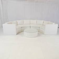Semi circle leather sofa measurement: Bulgari White Curved Sofa Set Hire Rio Lounge