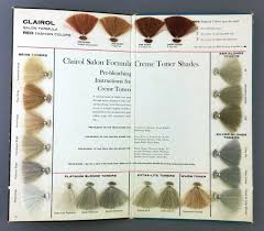 1957 clairol high fashion colors hair chart samples beauty salon formula creme toners