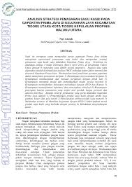 Maybe you would like to learn more about one of these? Pdf Analisis Strategi Pemasaran Sagu Kasbi Pada Gapoktan Prima Jaya Di Kelurahan Jaya Kecamatan Tidore Utara Kota Tidore Kepulauan Propinsi Maluku Utara