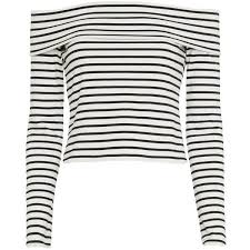 Black And White Striped Long Sleeve Top Womens Derek Lam 10 Crosby Striped Off The Shoulder Top White Long Sleeve Shirt Long Sleeve Striped Top Striped Off Shoulder Top