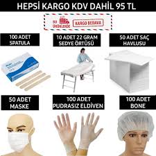 Avantajli Paket Kampanyasi 100 Adet Vinil Pudrasiz Eldiven 100 Adet Spatula 100 Adet Bone 50 Adet Sac Havlusu 50 Adet Maske 10 Adet Ekstra Kalin Sedye Spatula