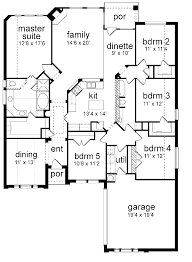 Traditional Style House Plan 5 Beds 2 Baths 2298 Sq Ft Plan 84 218 Bedroom Floor Plans Bedroom House Plans 5 Bedroom House Plans