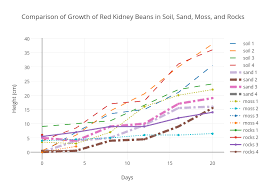 comparison of growth of red kidney beans in soil sand moss