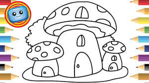 These are just a few benefits your kid can acquire from our easy. How To Draw A Mushroom House Colouring Book Simple Drawing Game Anim Coloring Books Easy Drawings Mushroom Drawing