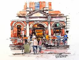 Girish Toraskar Girishtoraskar V Instagram Grand Central Hotel Brisbane Second Trial Of The Bamb Urban Sketching Textiles Sketchbook Architecture Sketch