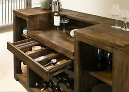 A modern, wood dining table can impart a classic, more organic touch to an otherwise contemporary room, and serve as a beautiful, modern kitchen table. Modern Rustic Home Pub Bar Table Entertainment Unit Wood Veneer Wine Storage Ebay