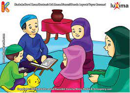 Anda mencari gambar kartun anak muslim yang sedang mengaji, belajar al quran format vektor dan png silahkan lihat dan download dibawah ini. Gambar Animasi Mengaji