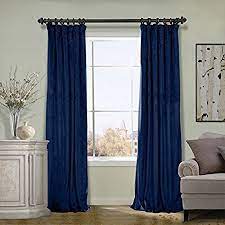 Cofty Super Soft Solid Matt Luxury Velvet Curtain Drapes Sapphire Blue 50wx96l Inch 1 Panel Flat Hooks Heading Theat Drapes Curtains Velvet Curtains Curtains