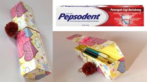 Ide Kreatif Membuat Kotak Pensil Dari Kardus Odol Recycle Toothpaste Box Youtube