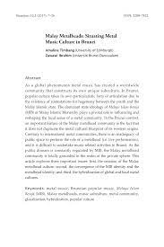 Lagu melayu top mp3 lengkap full 2017 apk reviews. Pdf Malay Metalheads Situating Metal Music Culture In Brunei In Situations Vol 10 No 2 2017