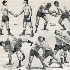 Antique Sports Print Wrestling Moves Illustration 1930s