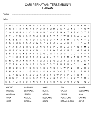 Permainan yang mencabar kemahiran anda dalam mencari perkataan dalam bahasa melayu yang disembunyikan di dalam satu puzzle! Cari Perkataan Tersembunyi Haiwan