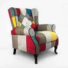 Warmiehomy patchwork occasional chair wing back fabric accent armchair with footstool for living room bedroom lounge office reception (patchwork) 4.5 out of 5 stars 10 £259.98 £ 259. Throne Modern Design Patchwork Bergere Armchair