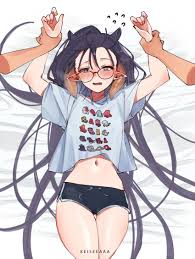 Rule 34 - 1girls Arms Up Blush Glasses Hololive Hololive English Keisea  Looking At Viewer Monster Girl Navel Nerd Nerdy Female Ninomae Inanis  Pointy Ears Pov Eye Contact Pov Hands Shorts T-shirt