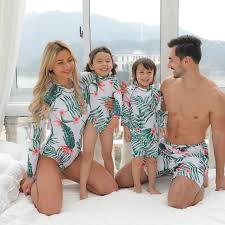 The silky soft set has a cheerful cherry print, blocks 98 percent of a fresh and modern take on classic stripes, this bright rashguard and matching hat set is sure to stand out in the baby pool. Family Matching Swimsuit Father Mother Daughter Son Bathing Wear Kid Boy Girl Child Swimwear Women Long Sleeve Bodysuit Leaf Matching Family Outfits Aliexpress