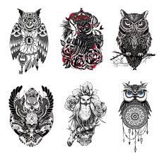 From a small perched owl design on your finger to a realistic flying owl back piece or even a neck tattoo, there's an option to suit every guy. Large Arm Owl Tattoo Stickers Temporary Stickers Women Body Art Henna Owl Jewelrys Black Sticker Buy At A Low Prices On Joom E Commerce Platform