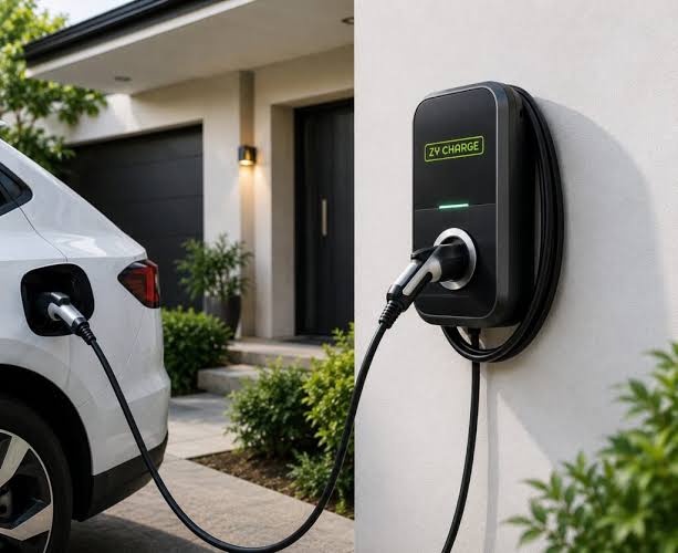 Compact Commercial AC Charging Setup, AI generated