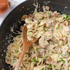 Keto Fettuccine Boscaiola Recipe Low Carb Creamy Pasta Alternative Recipe Keto Pasta Recipe Pasta Alternative Creamy Pasta Recipes