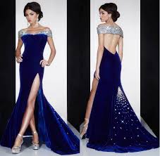 New Arrival 2016 Royal Blue Velvet Formal Evening Dresses Crystals Beaded Off The Shoulder Low Blue Velvet Prom Dress Velvet Prom Dress Formal Evening Dresses