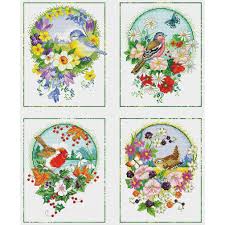 121 x 91 stitches ● you can find more flowers pattern, please click here:。 set of 3 cute birds with flower, please click here Cross Stitch Pattern Birds Seasons Shopee Philippines