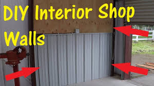 Diy Corrugated Metal And Plywood Interior Walls For Metal Building Workshop Handmade Crafts How Corrugated Metal Wall Metal Shop Building Shiplap Wall Diy