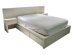 Nightstand ideas for small spaces. West Elm Queen Bed With Attached Side Tables And Under Bed Storage The Local Vault
