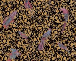 Osborne & little, ralph lauren, schumacher, nina campbell Versace Designer Baroque Non Woven Wallpaper Iv 37053 1 Black Gold Blue Violet Design Wallpaper High Quality