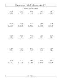 4 Digit Minus 4 Digit Subtraction With No Regrouping A Subtraction Worksheet Math Practice Worksheets Addition With Regrouping Worksheets Math Worksheet